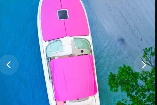 28FT PINK RINKER Miami stylish pink boat available for fun and affordable charter experiences