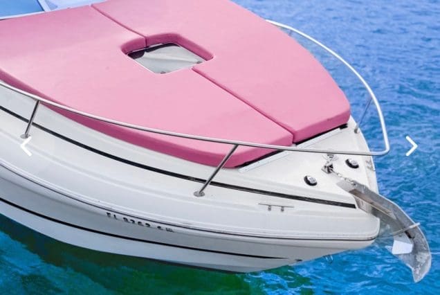28FT PINK RINKER Miami cushioned sunpad perfect for relaxing and enjoying the Miami sunshine