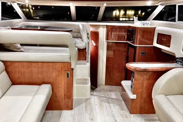 45ft Sea Ray SEA SEÑORA Miami elegant indoor salon with plush seating and contemporary décor