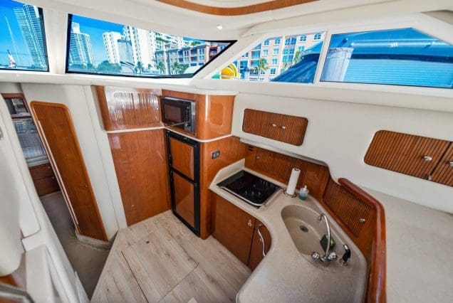 45ft Sea Ray SEA SEÑORA Miami fully equipped galley with modern appliances and premium finishes