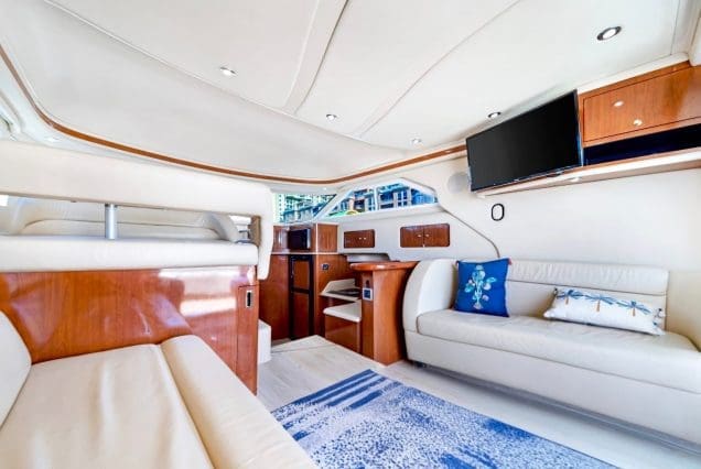 45ft Sea Ray SEA SEÑORA Miami elegant indoor salon with plush seating and contemporary décor