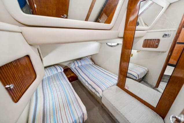 45ft Sea Ray SEA SEÑORA Miami guest cabin with stylish interiors and comfortable sleeping accommodations