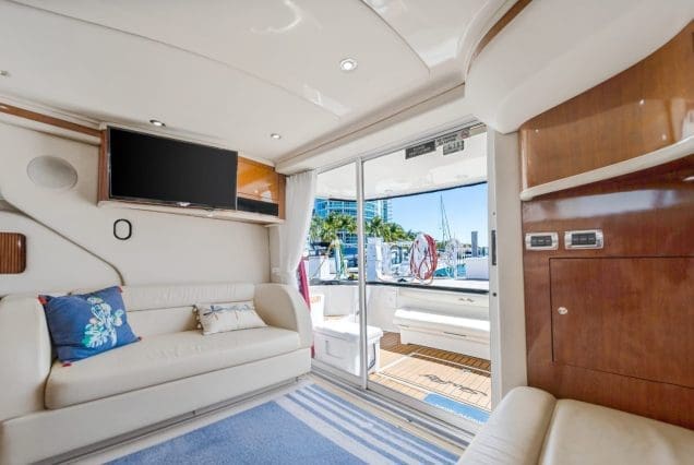 45ft Sea Ray SEA SEÑORA Miami elegant indoor salon with plush seating and contemporary décor