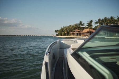 Luxury SAXDOR 320 GTO Model 2024 Miami high-performance luxury boat available for charter experiences