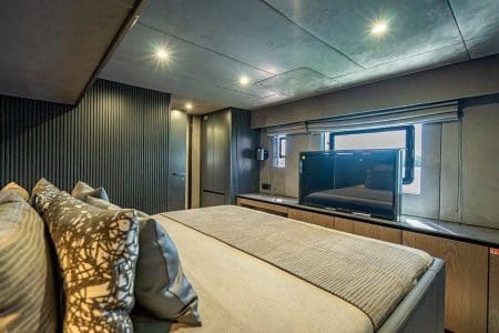 Sunreef 70ft ARCHIPIELAGO Miami master suite with private bathroom and luxury designer finishes