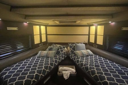 Azimut 62ft LIFE IS GREAT Miami guest cabin with stylish design and comfortable sleeping space
